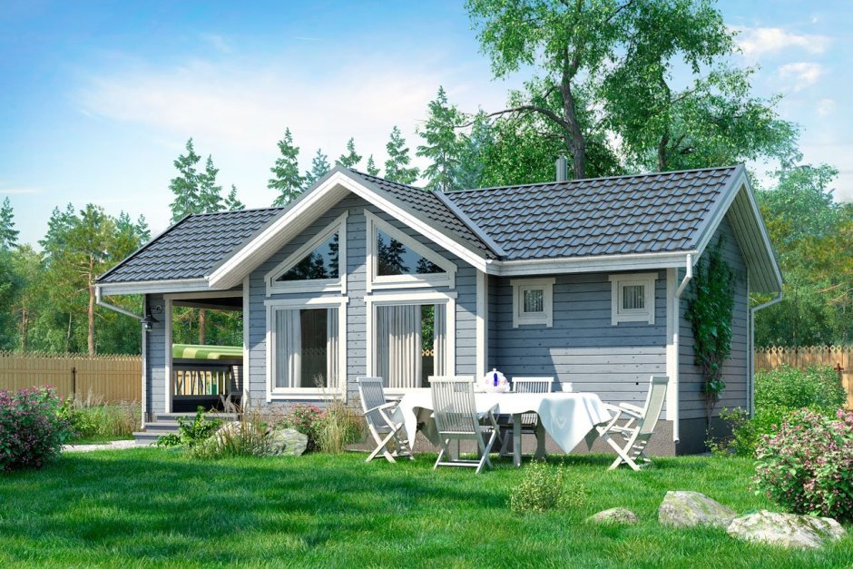 Садовый дом с баней в стиле финского