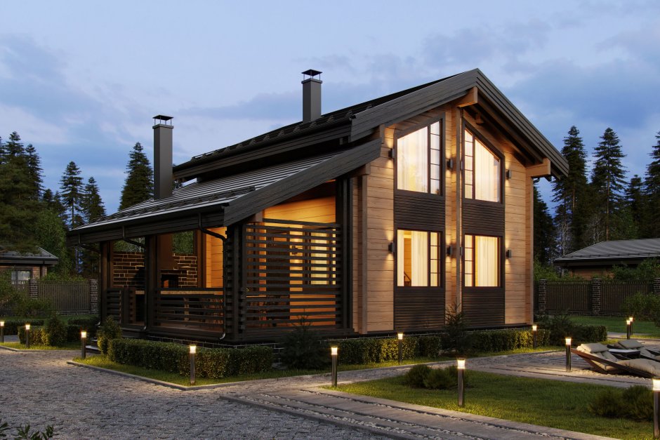 Баня из клееного бруса с мансардой