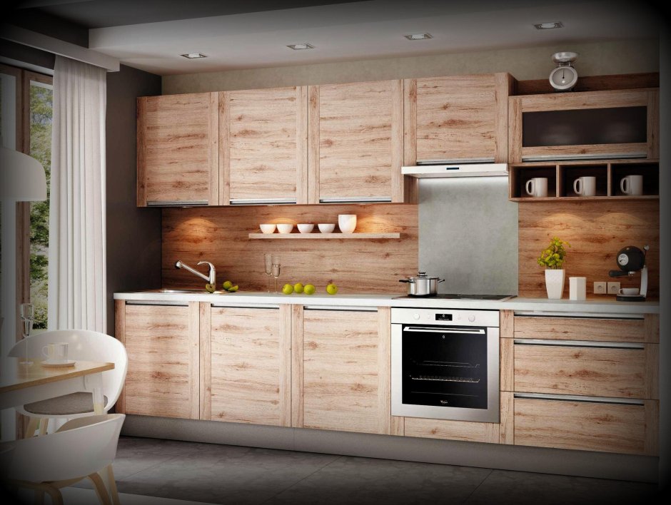 Кухня с фасадами под дерево