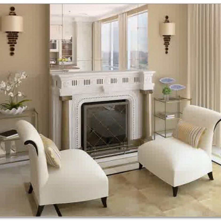 Камин с зеркалом в интерьере