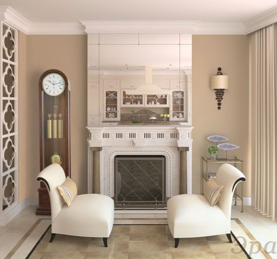 Зеркало над камином в классическом стиле