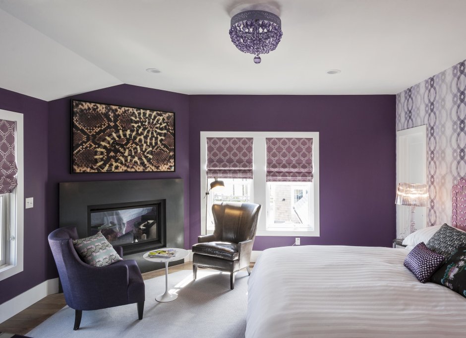 Сиреневые стены в интерьере