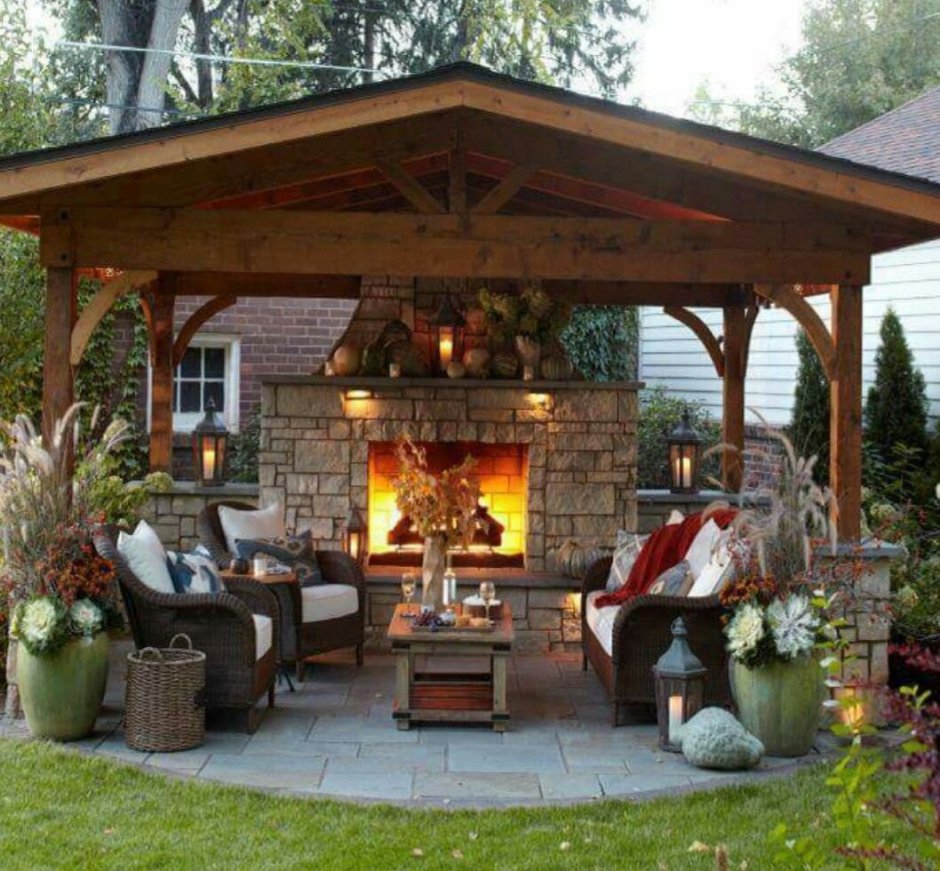 Беседка с камином
