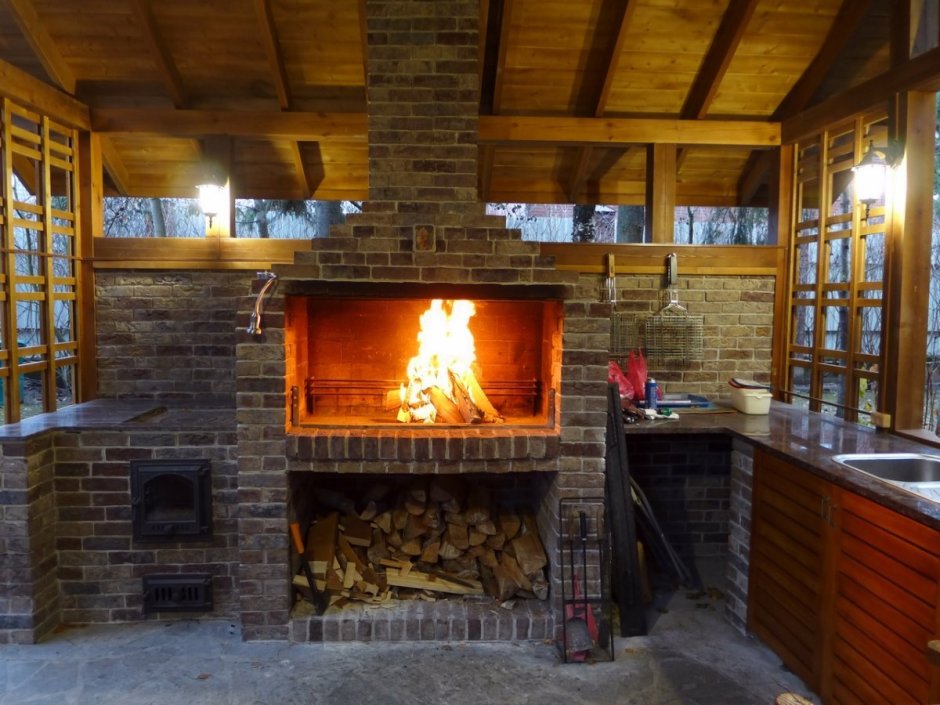 Беседка с камином