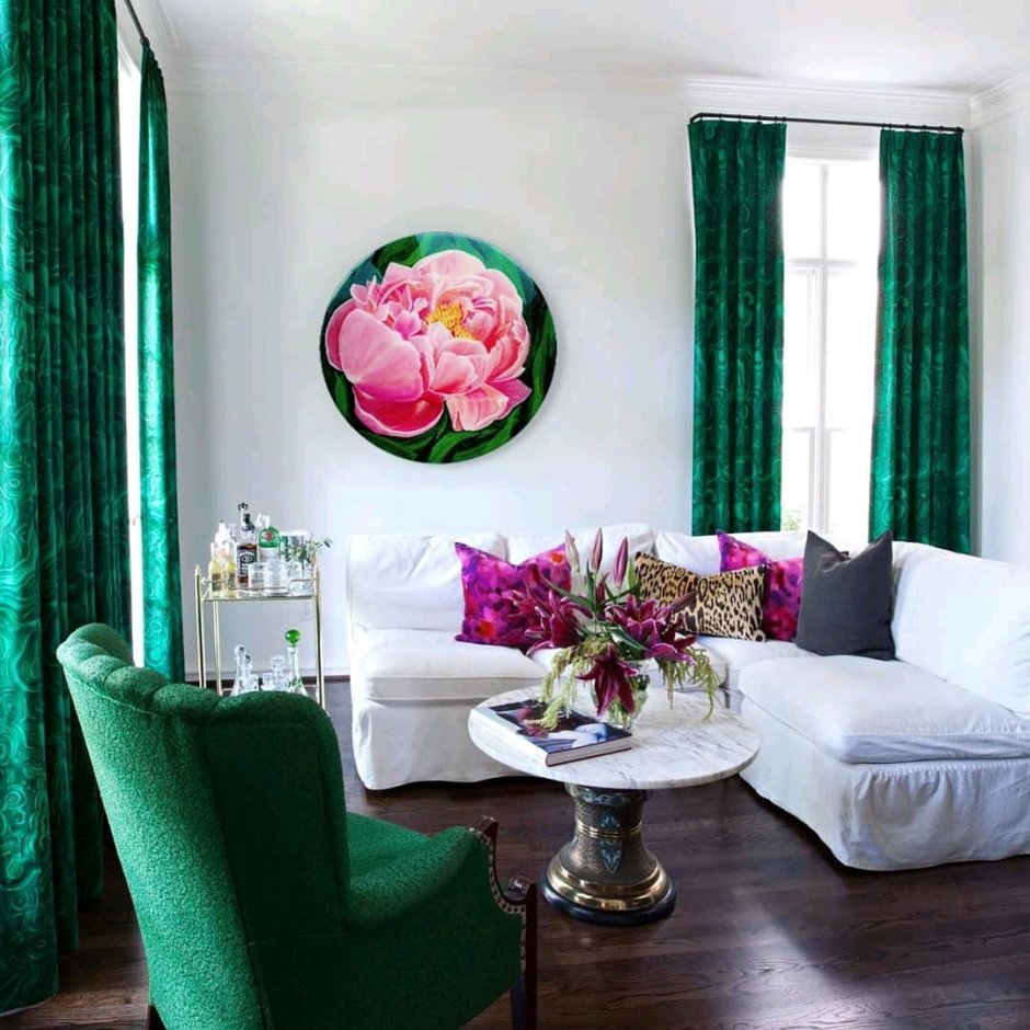 Сочетание цветов с изумрудным в интерьере