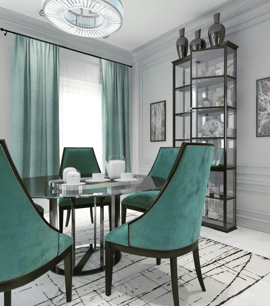 Изумрудные стулья в интерьере