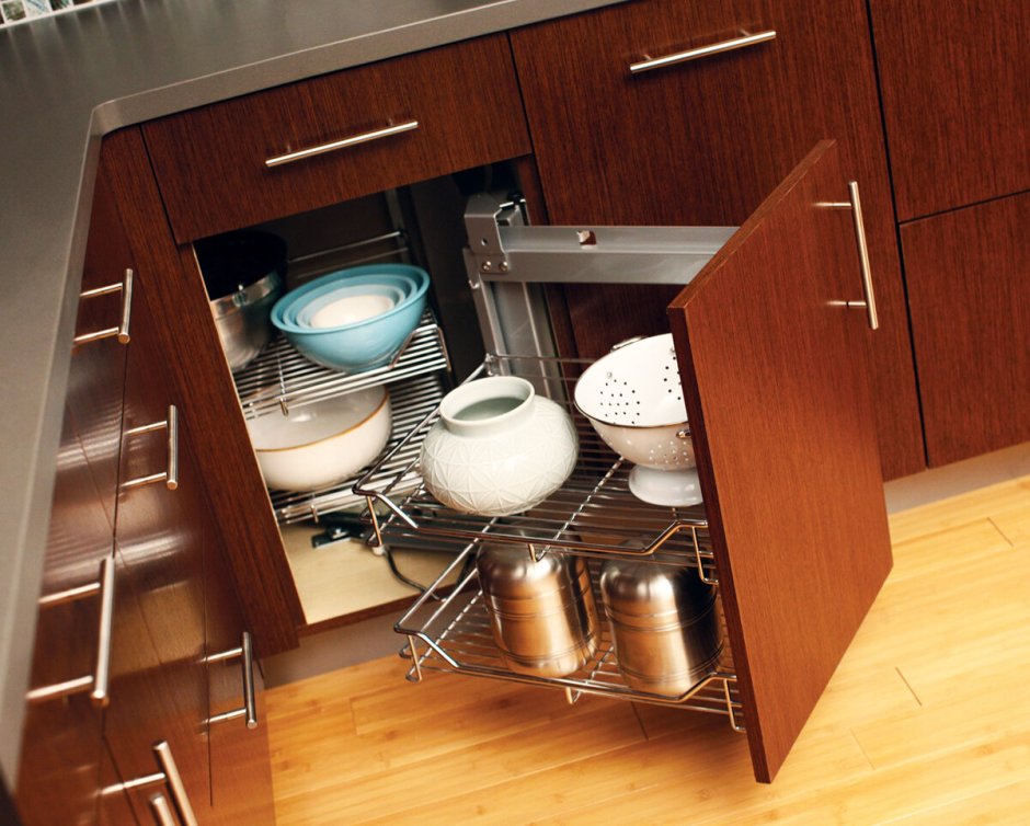 Выдвижная система под мойку угловая