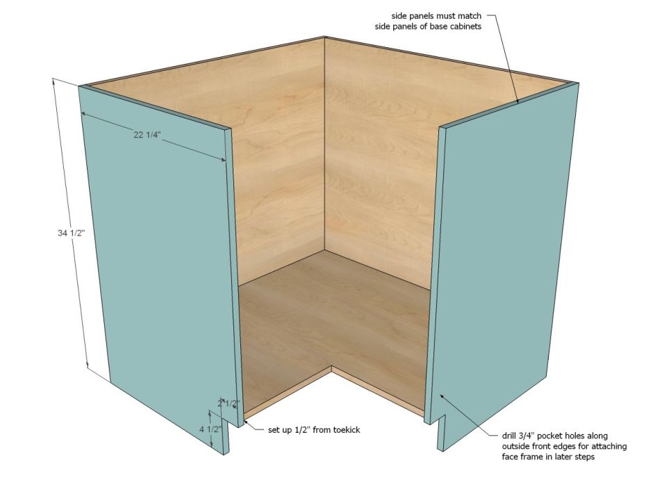 Угловой кухонный шкаф навесной с двумя дверками