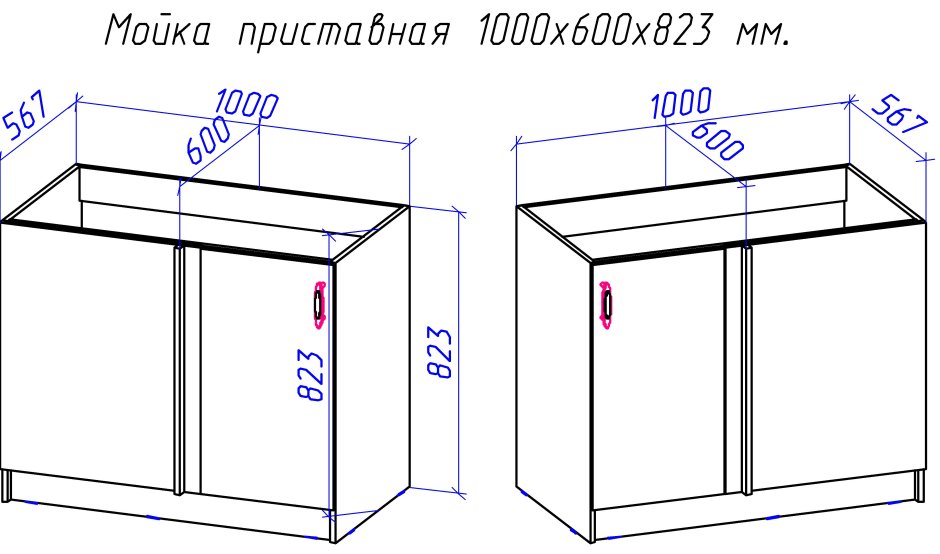 Модуль под мойку 60 для кухни чертеж
