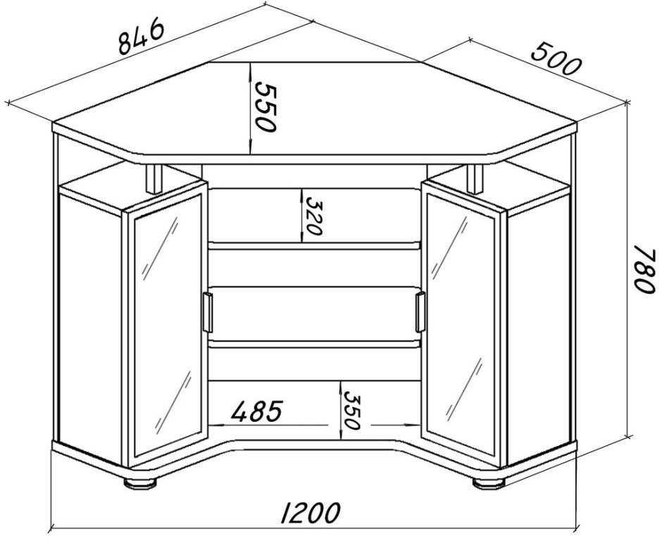 Тумба угловая ТВ-044(2у) схема