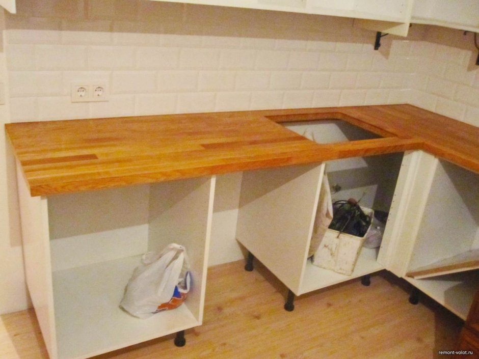 Сборка угловой столешницы для кухни