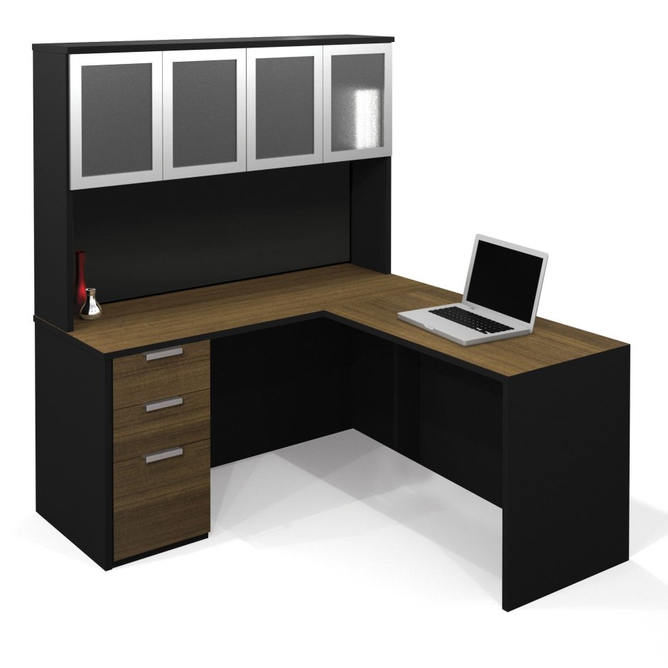 Компьютерный стол угловой с полками для офиса