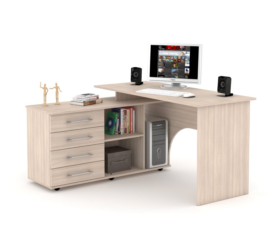 Стол компьютерный СКУ-15 шимо ясень светлый