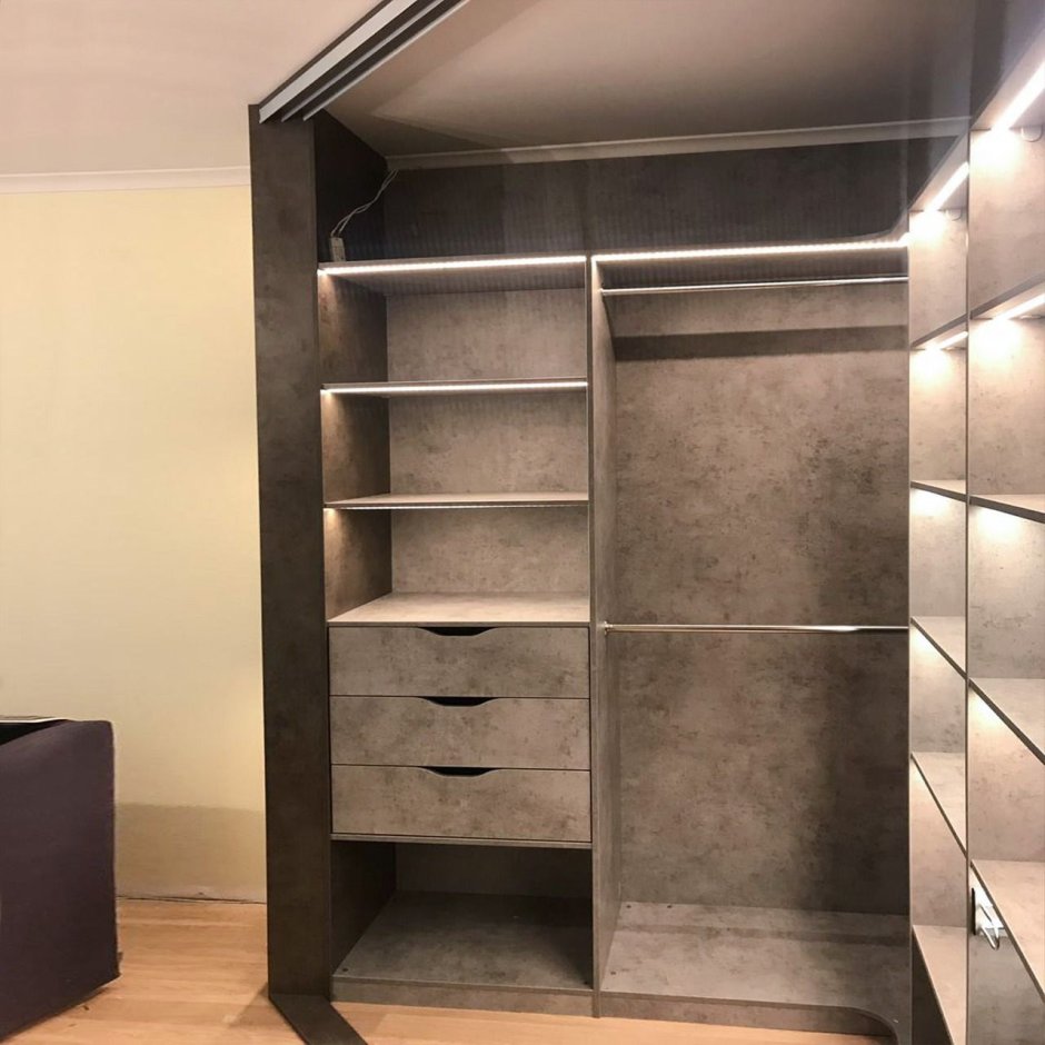 Угловые гардеробные в спальне