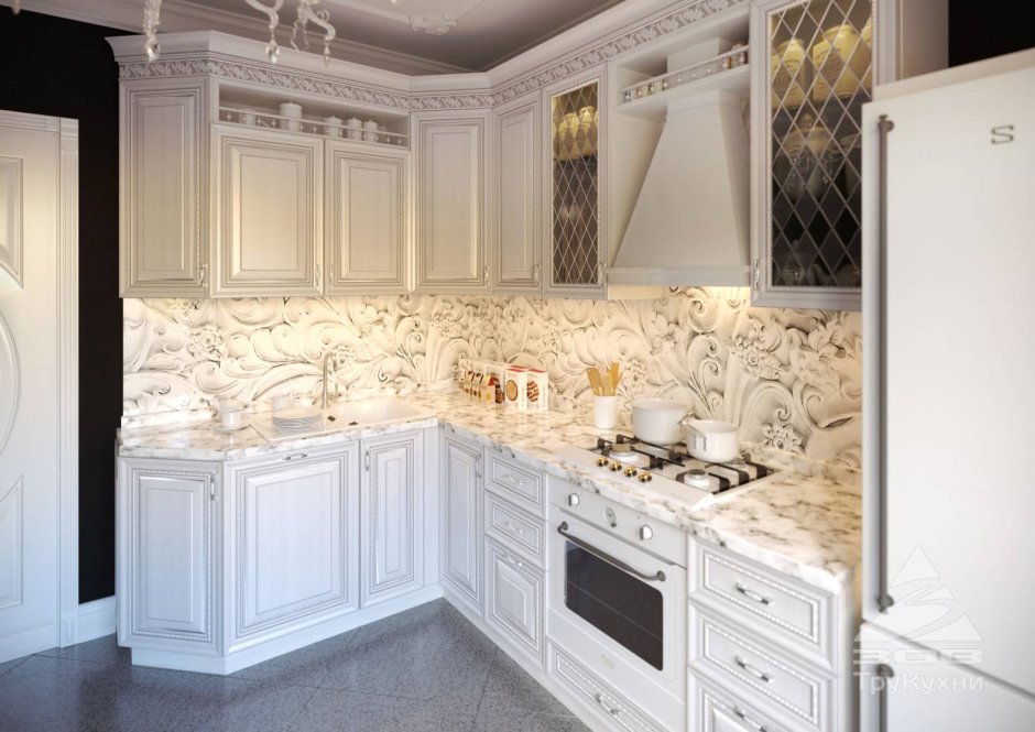 Кухня Инфинити патина белая