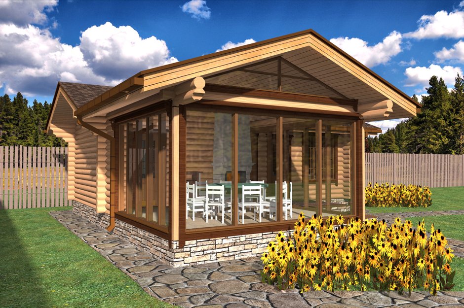 Баня из клееного бруса 6на 9 с террасой