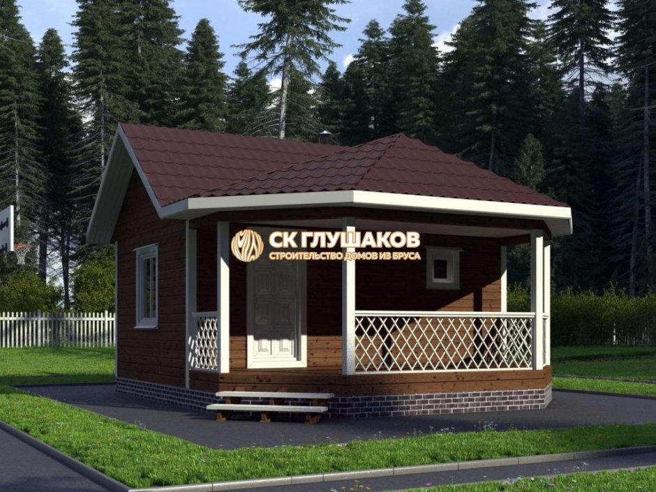 Баня из клееного бруса угловая