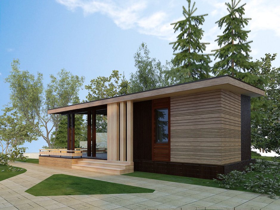 Односкатная каркасная баня