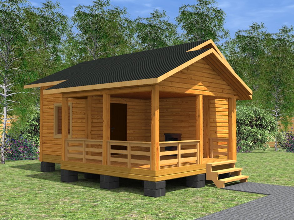 Баня с беседкой из БРУ А