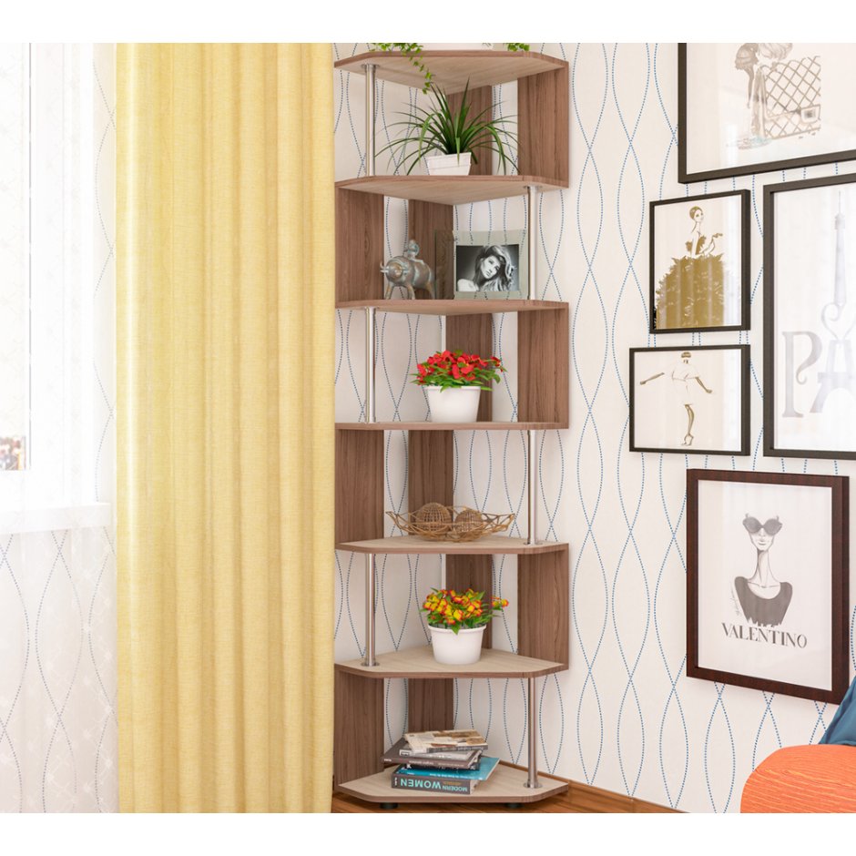 Стеллаж пирамида СПУ-3 угловой дуб молочный