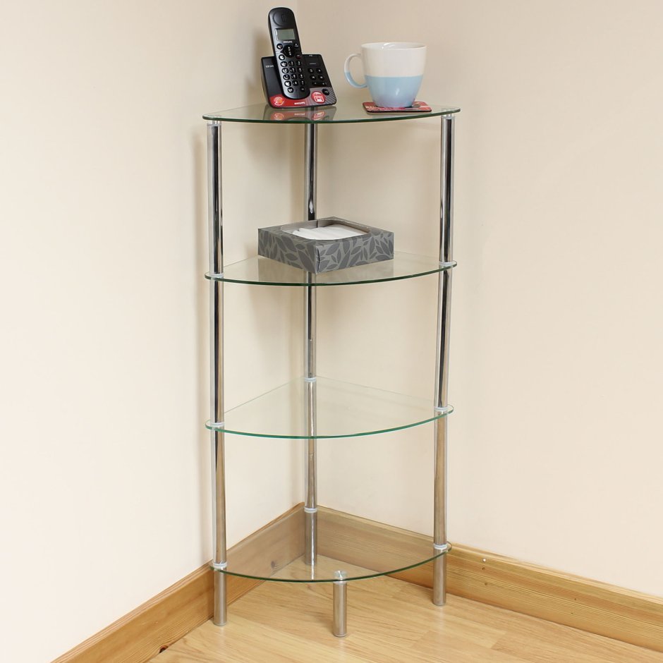 Полка угловая стеклянная в прихожую