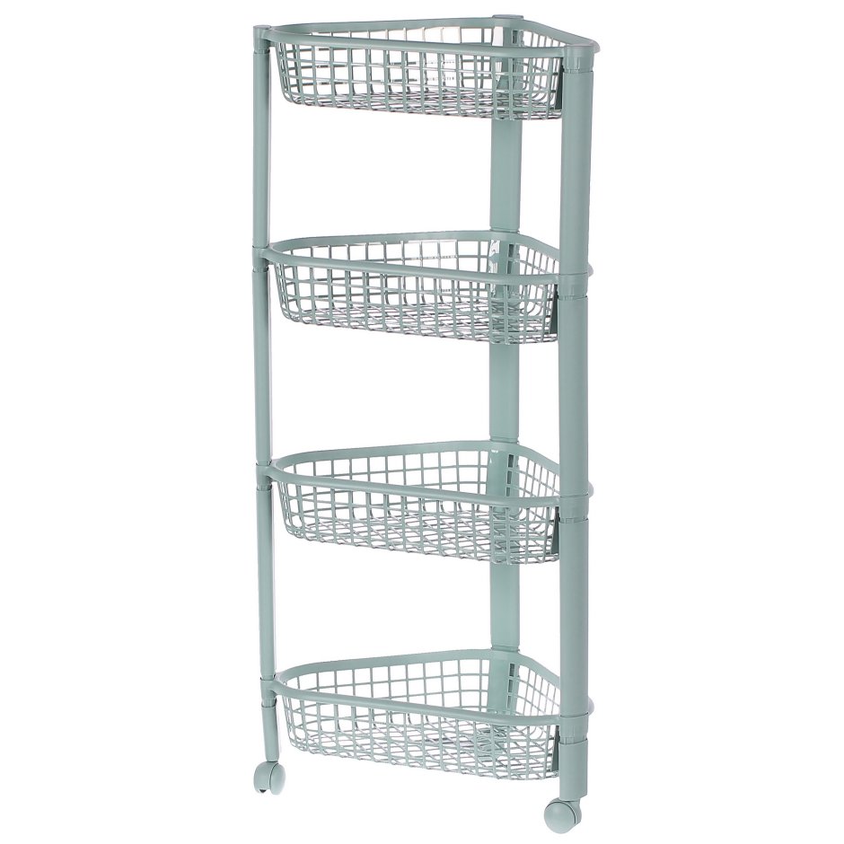 Стеллаж для ванной комнаты угловой 38 см четырёхъярусный цвет серый