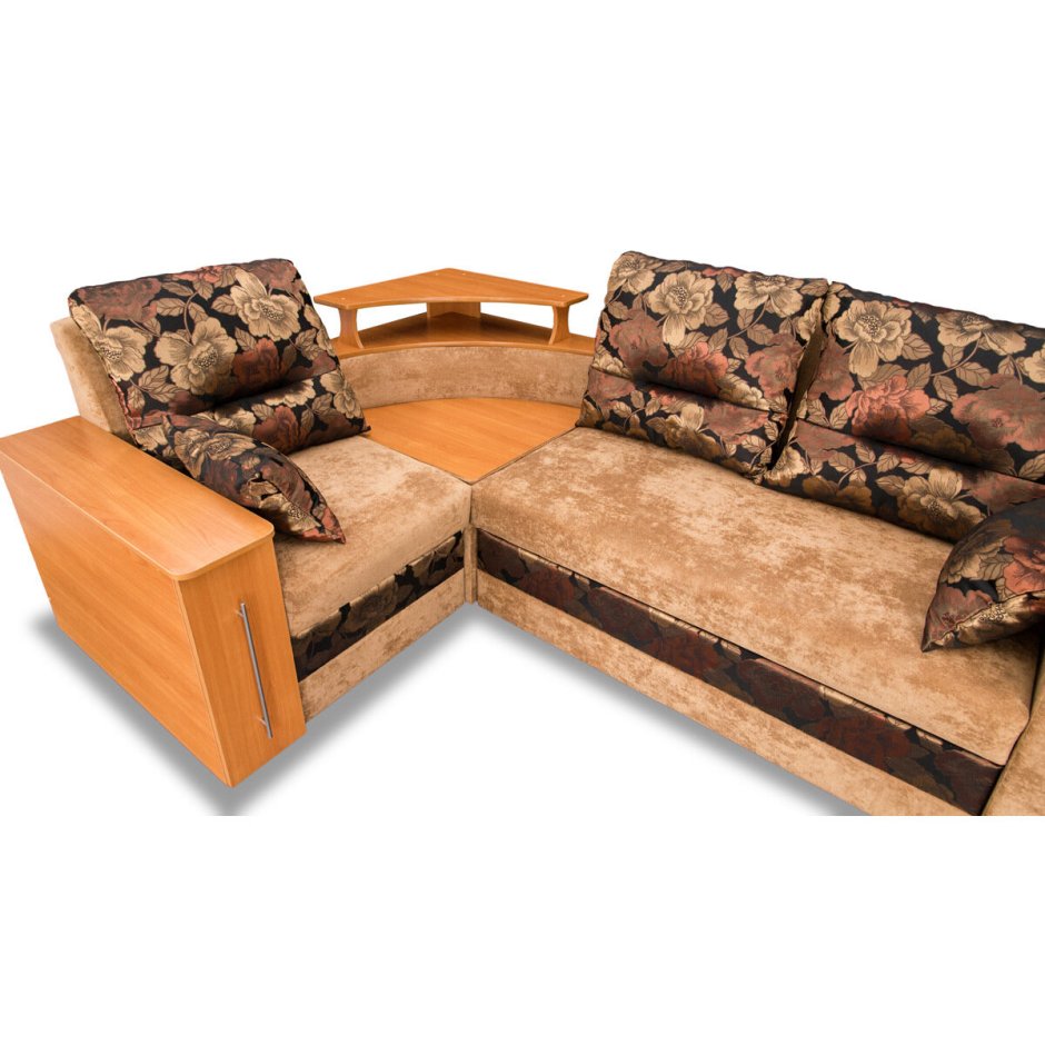Угловой диван с деревянным углом
