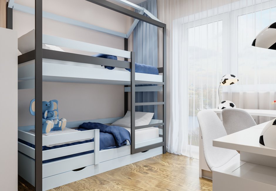 Комната для мальчиков с двухъярусной кроватью