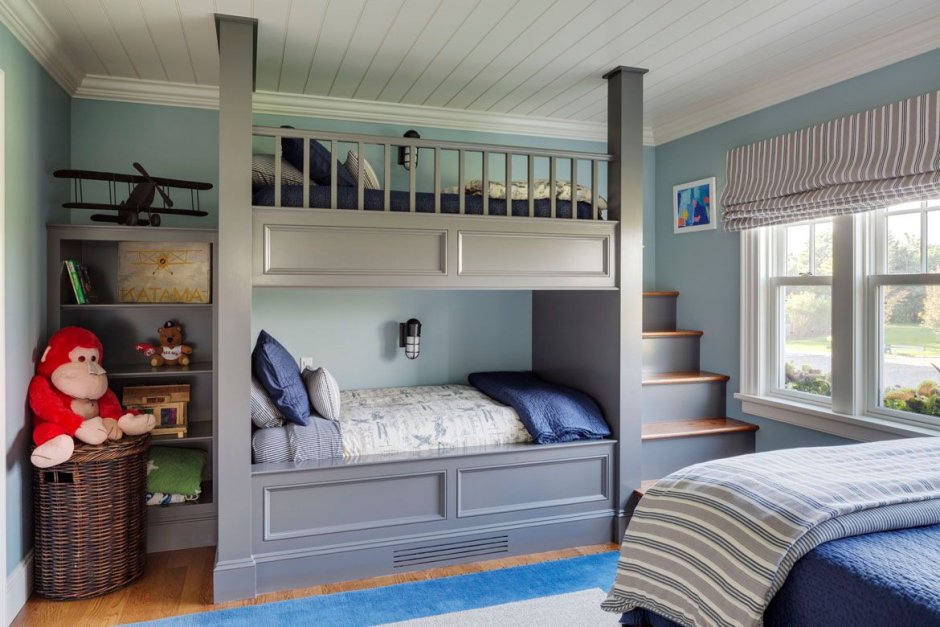 Детская для двоих разнополых с двухъярусной кроватью 20 кв.м