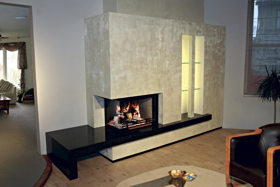 Камин в современном стиле в интерьере