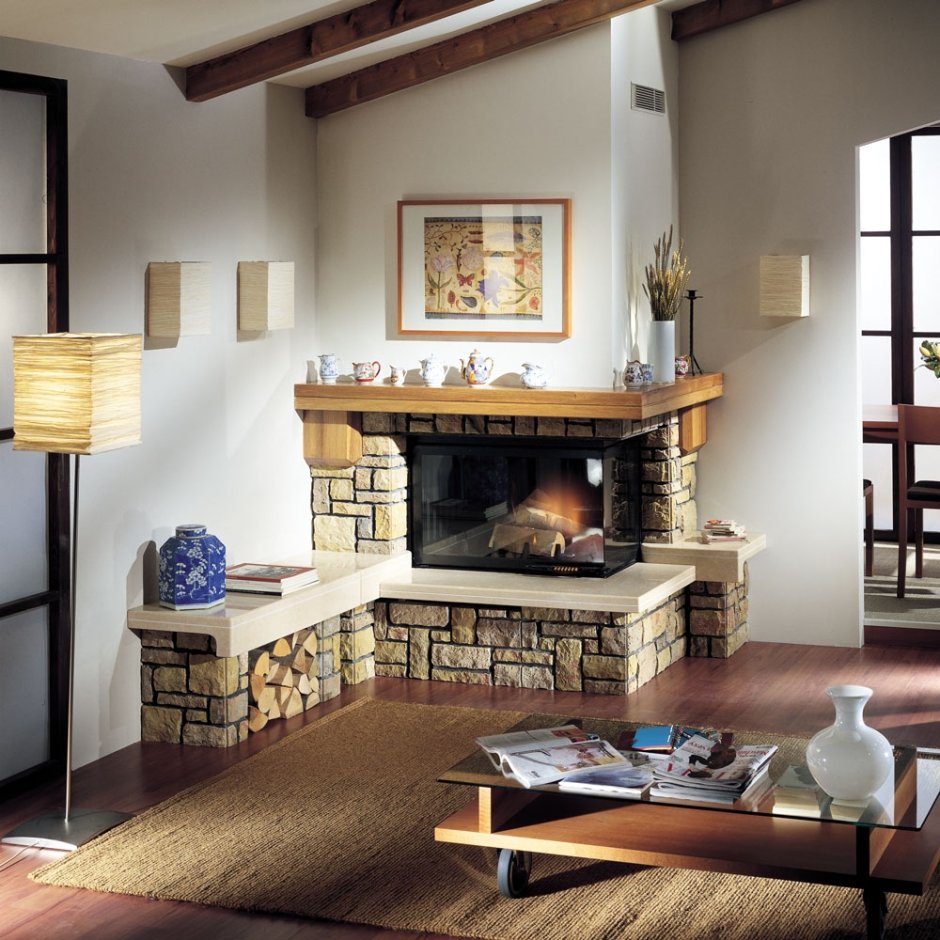 Дровяной камин в стиле Кантри