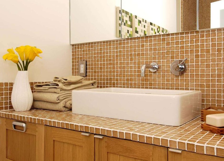 Столешница из плитки в ванную