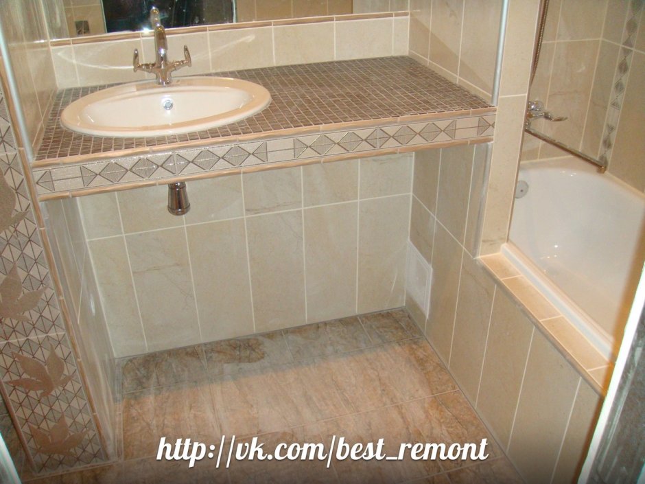 Столешница в ванну из плитки