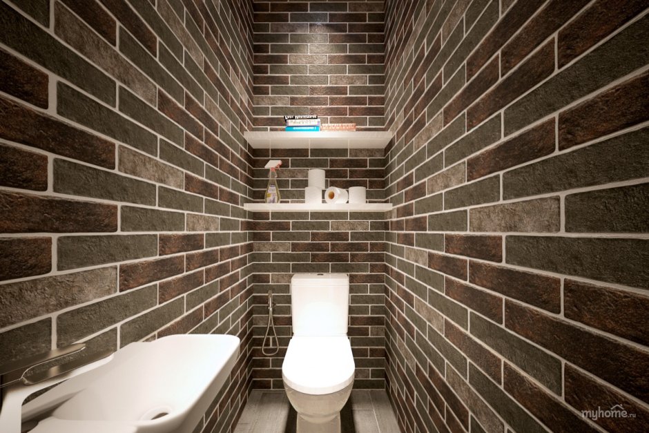 Маленький туалет в стиле лофт