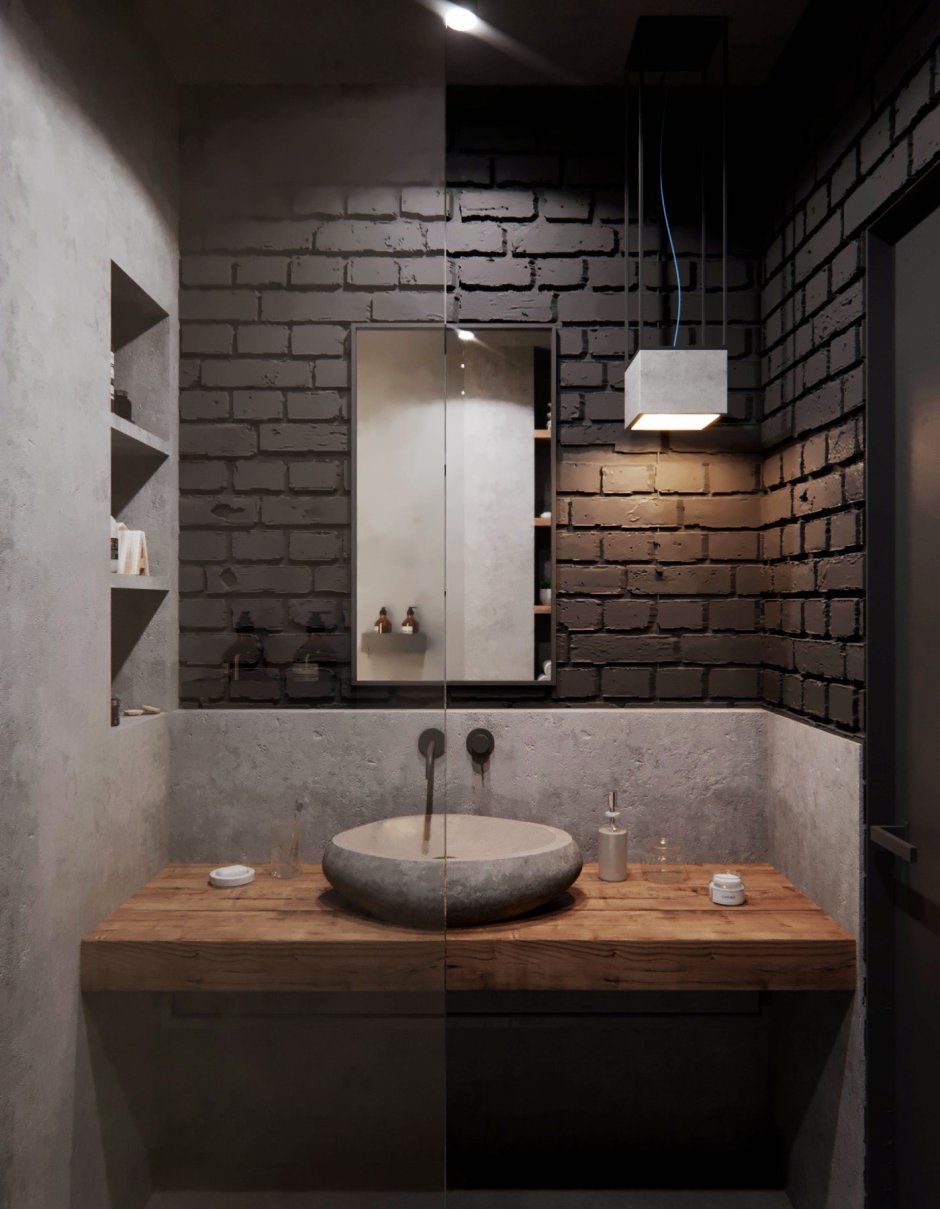 Ванная в стиле лофт 6м2