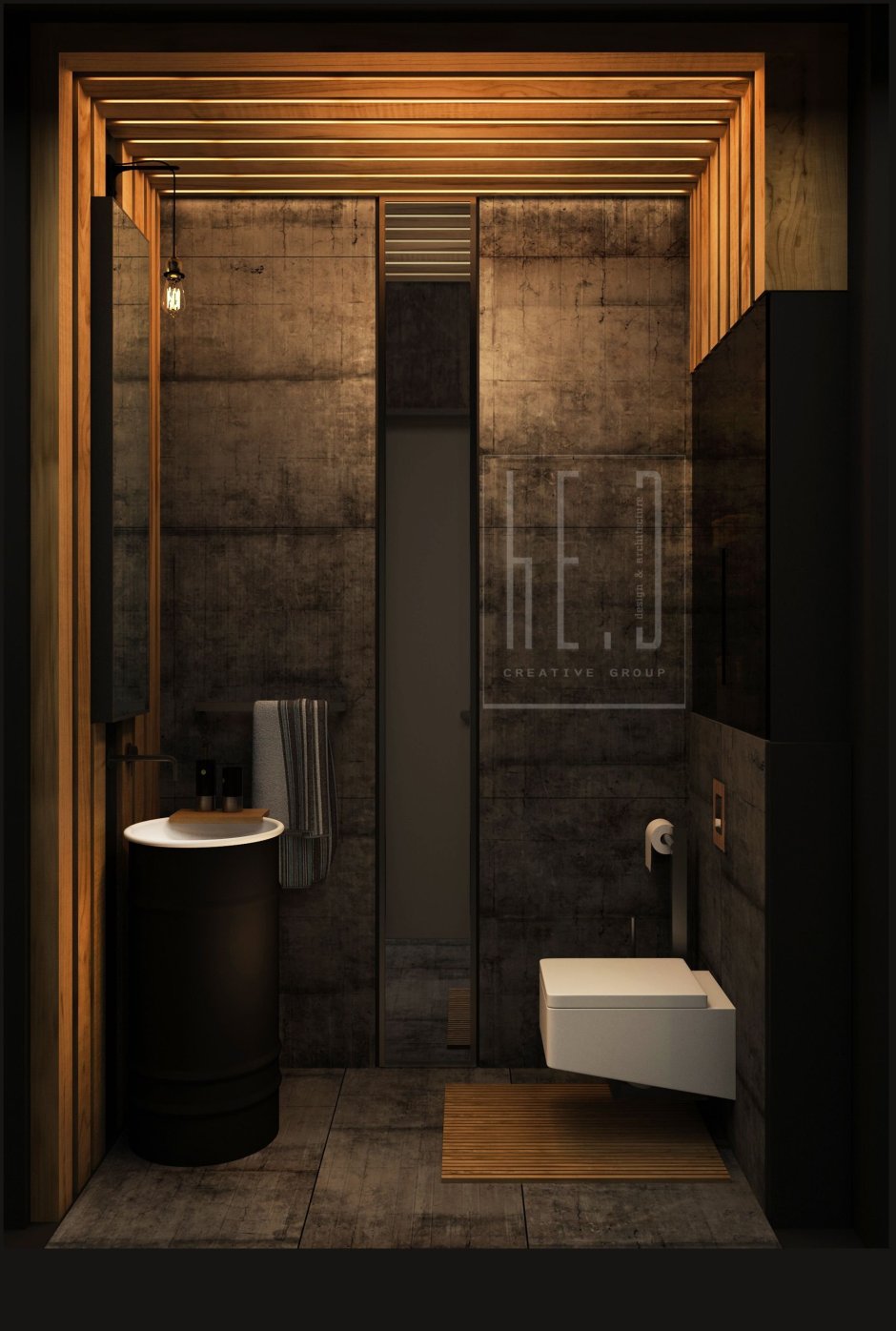 Туалетная комната в стиле лофт