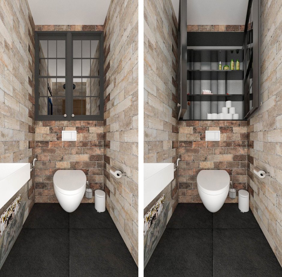 Туалетная комната в стиле лофт