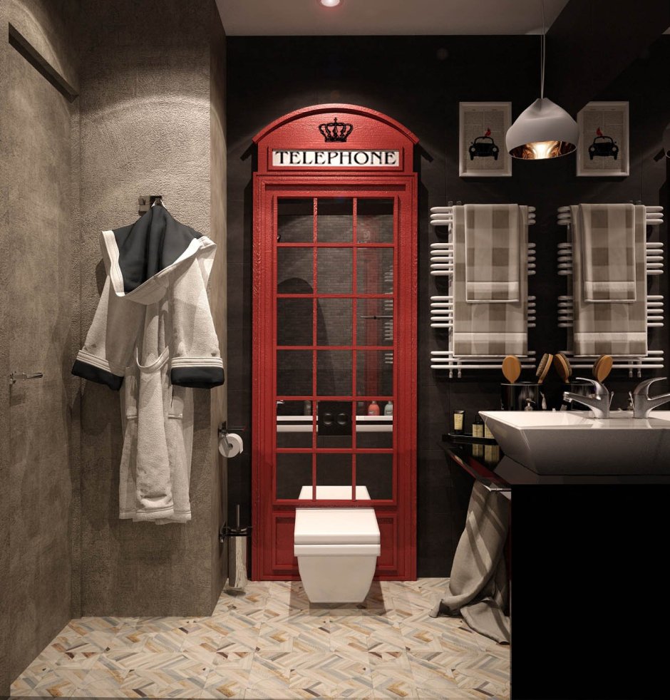 Туалетная комната в стиле лофт