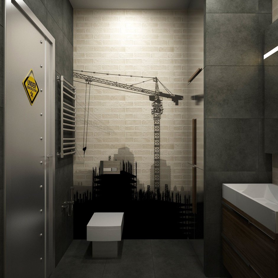 Туалет в стиле лофт