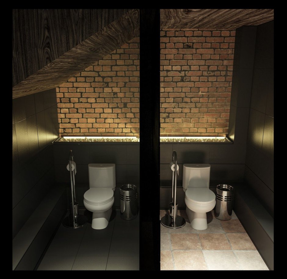 Туалет в стиле лофт в кальянной