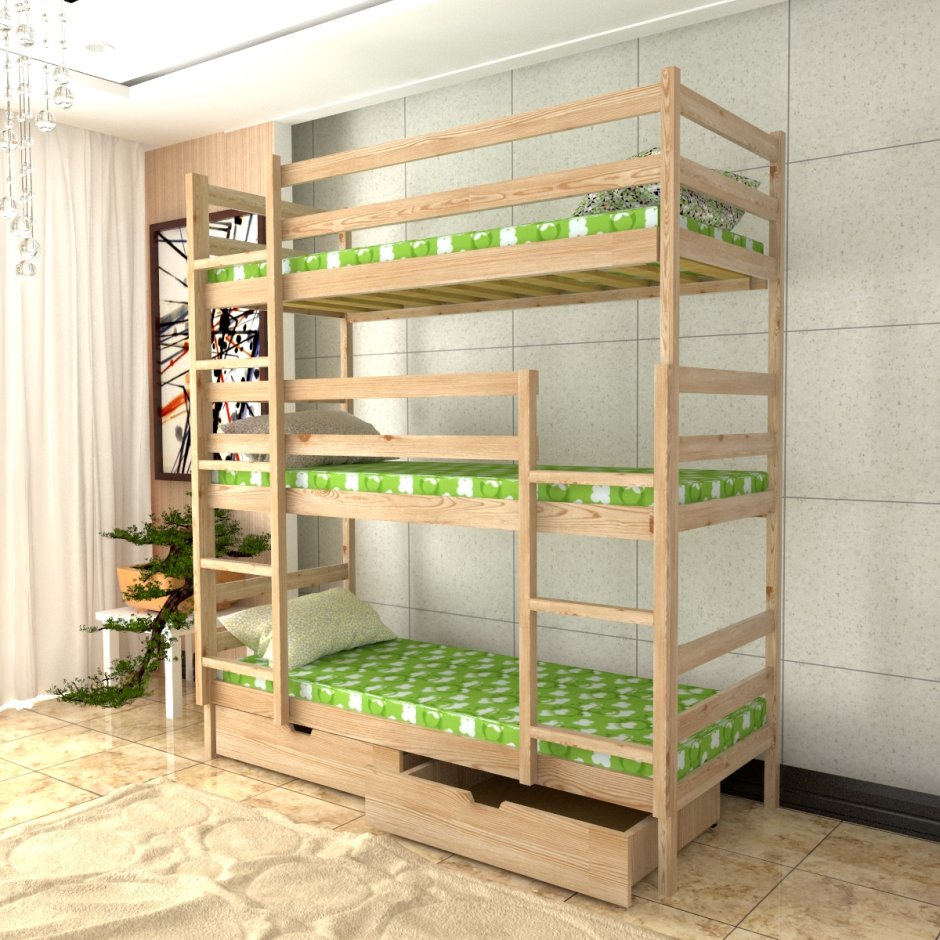 Трехъярусная кровать first 3