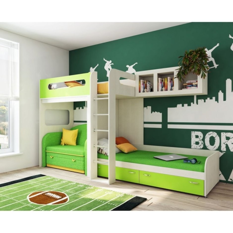 Кровать трехъярусная Фанки Кидз 21