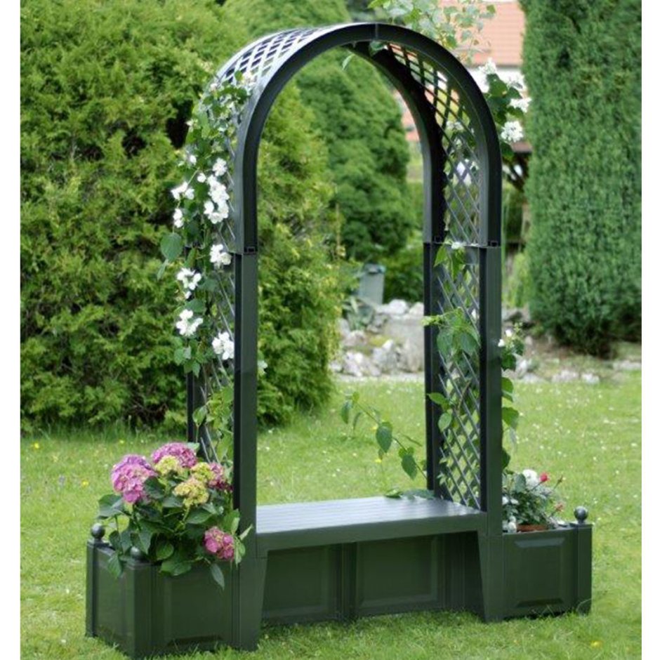 Садовая арка KHW 174х207см с ящиками для цветов 2х44л белый