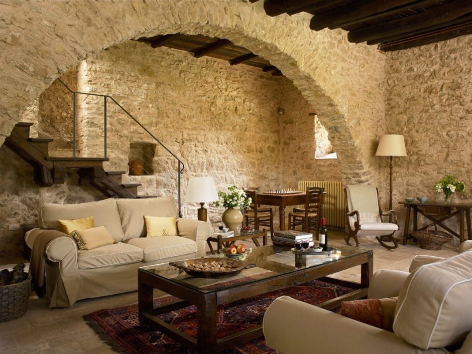 Каменный стиль Тосканы интерьер