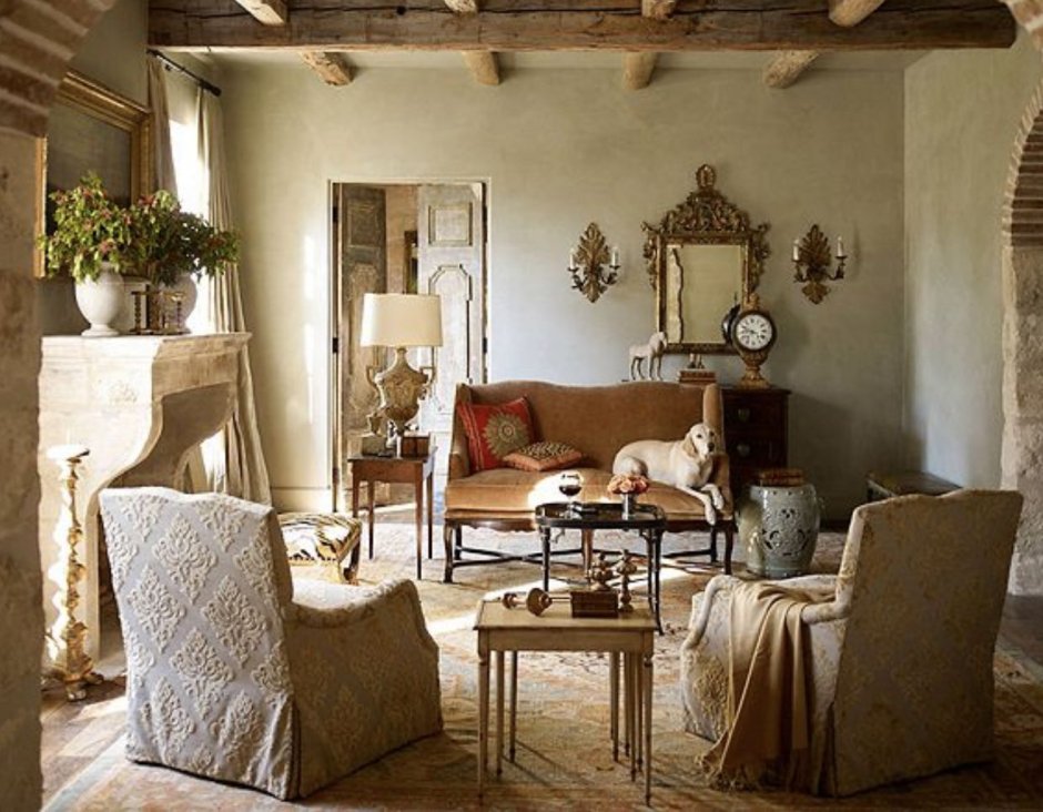 Гостиная деревенский итальянский стиль