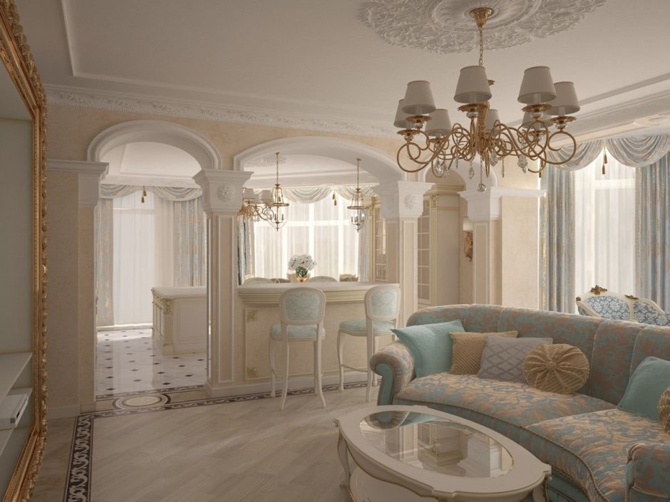 Кухня гостиная в стиле Барокко