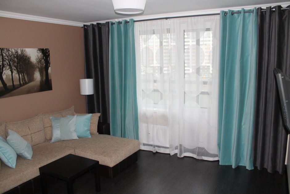 Бирюзово шоколадные шторы