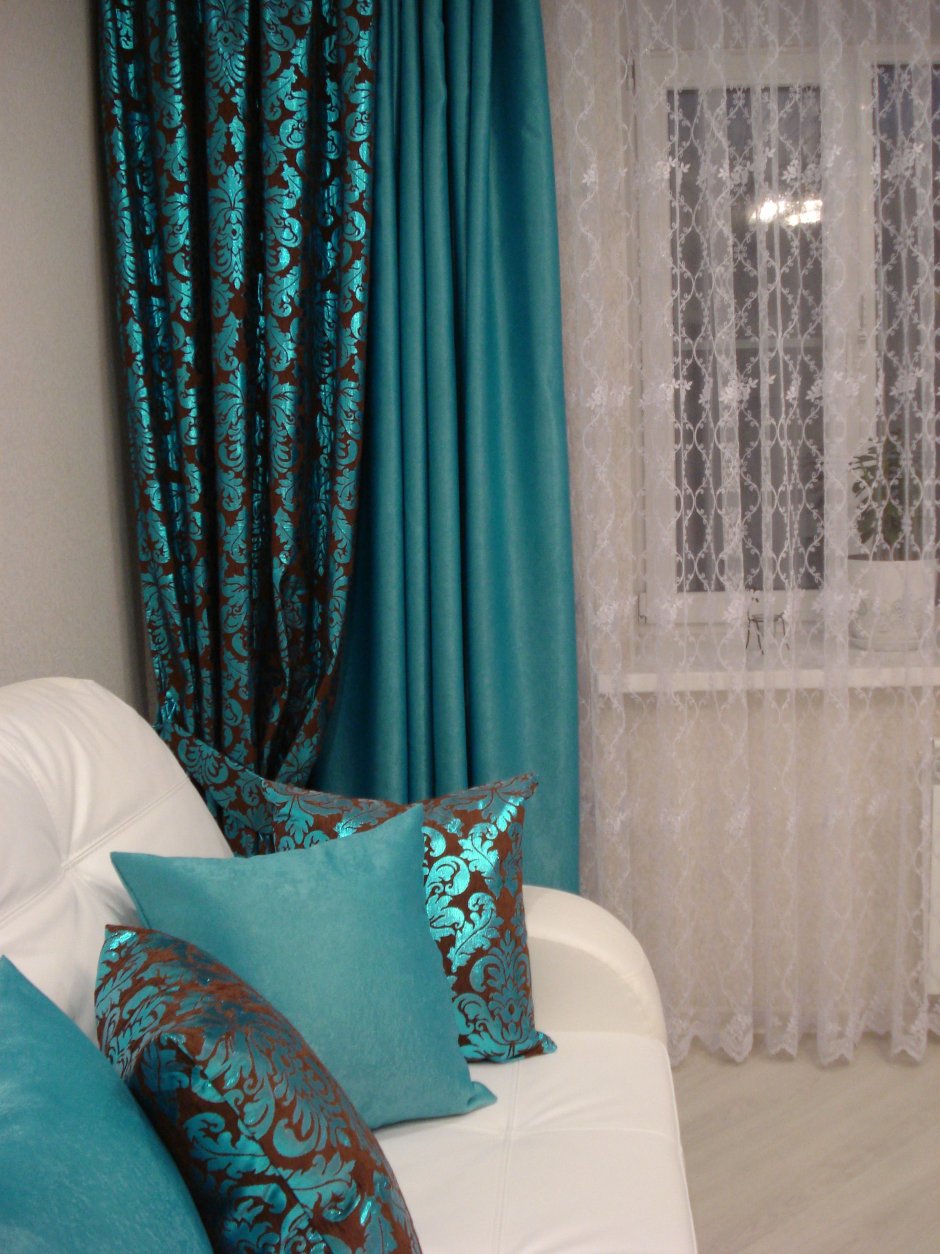Темно бирюзовые шторы