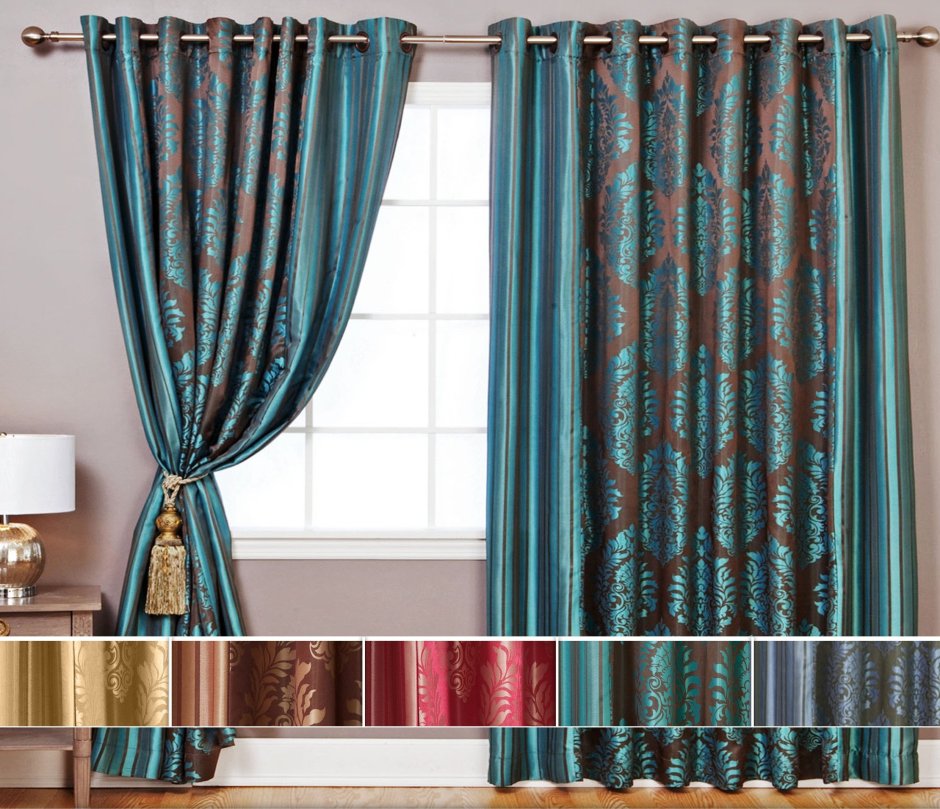 Шторы бирюзовые с золотом