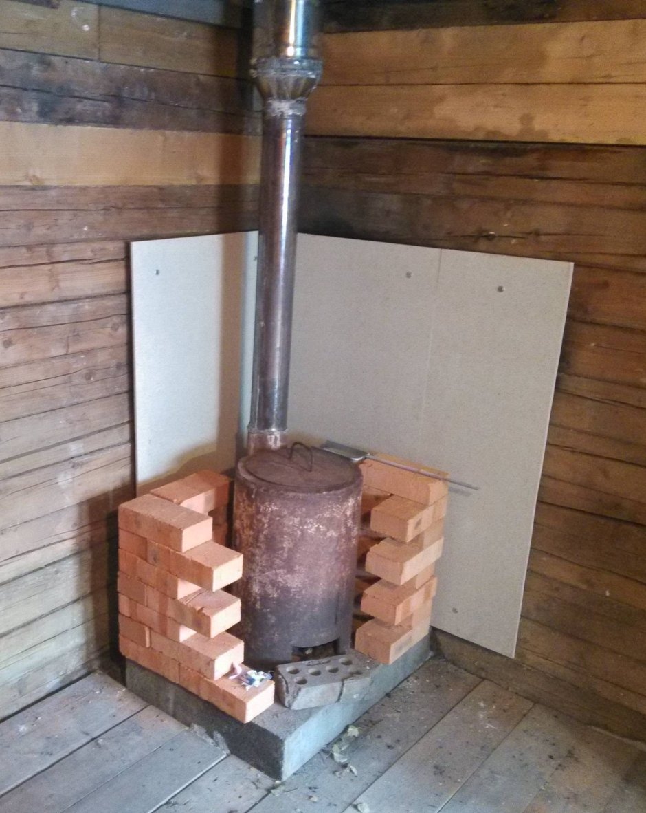 Обкладка железной печи кирпичом